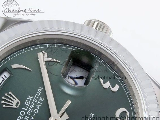 Bracelet DayDate Green President Steel (Gain Arabic VR3255 SS JDF Weight) Dial V3 904L on 40 0103